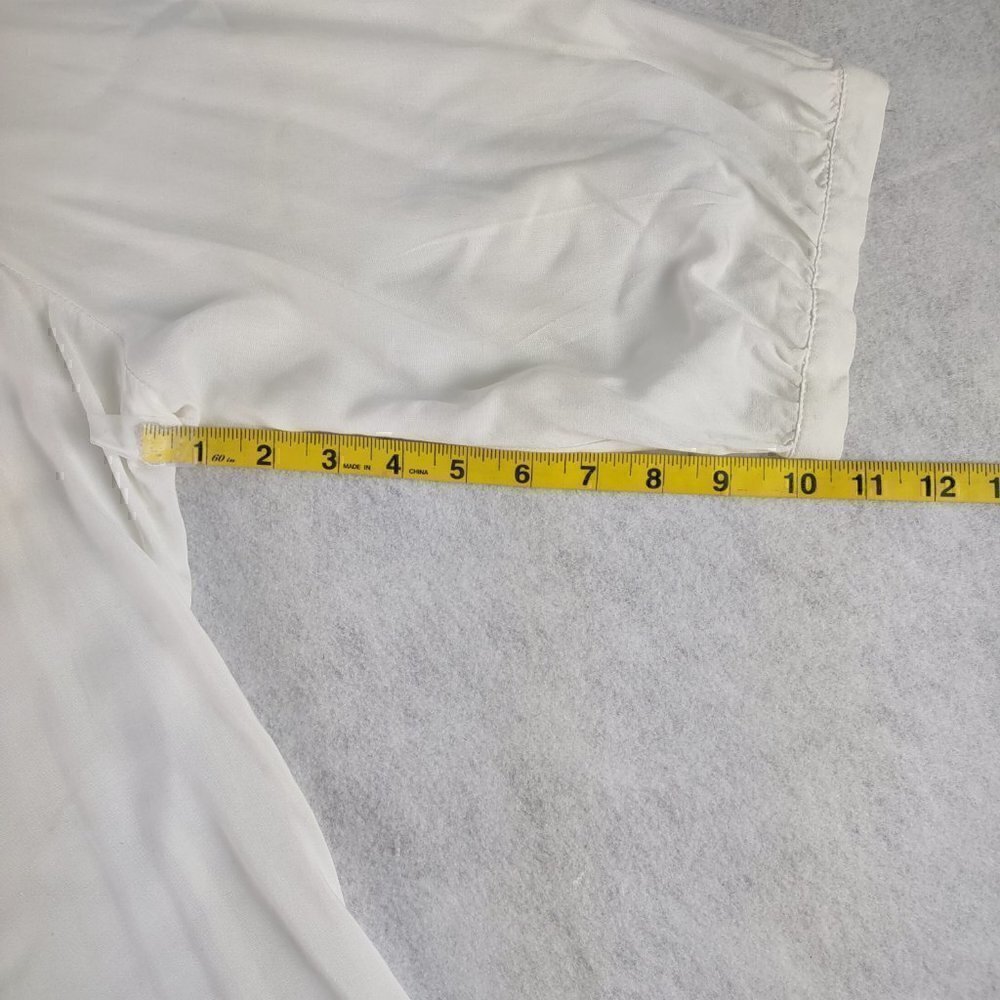 Spense Woman 100% Viscose White Button-Up Long Sleeve Top. Size 1X - Picture 7 of 12